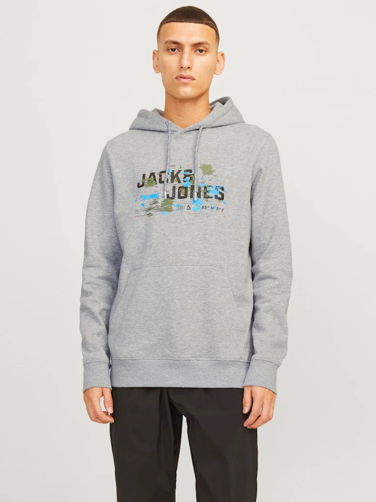 Outdoor Logo Sweat Hood-Light Grey Melange