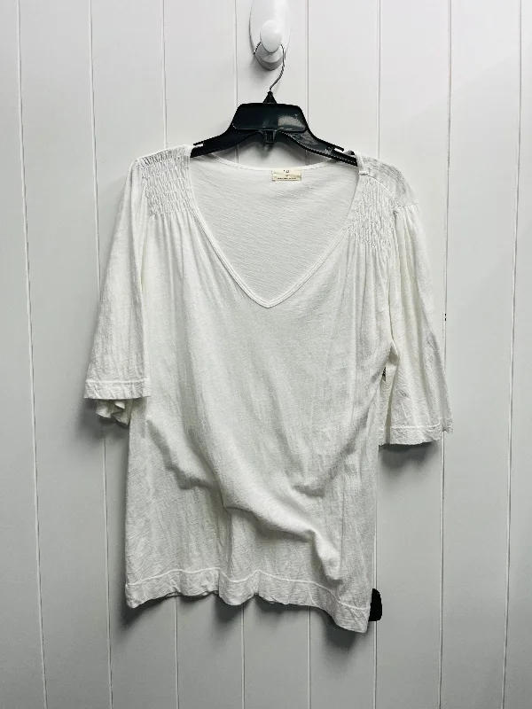 Top Short Sleeve By Anthropologie In White, Size: M