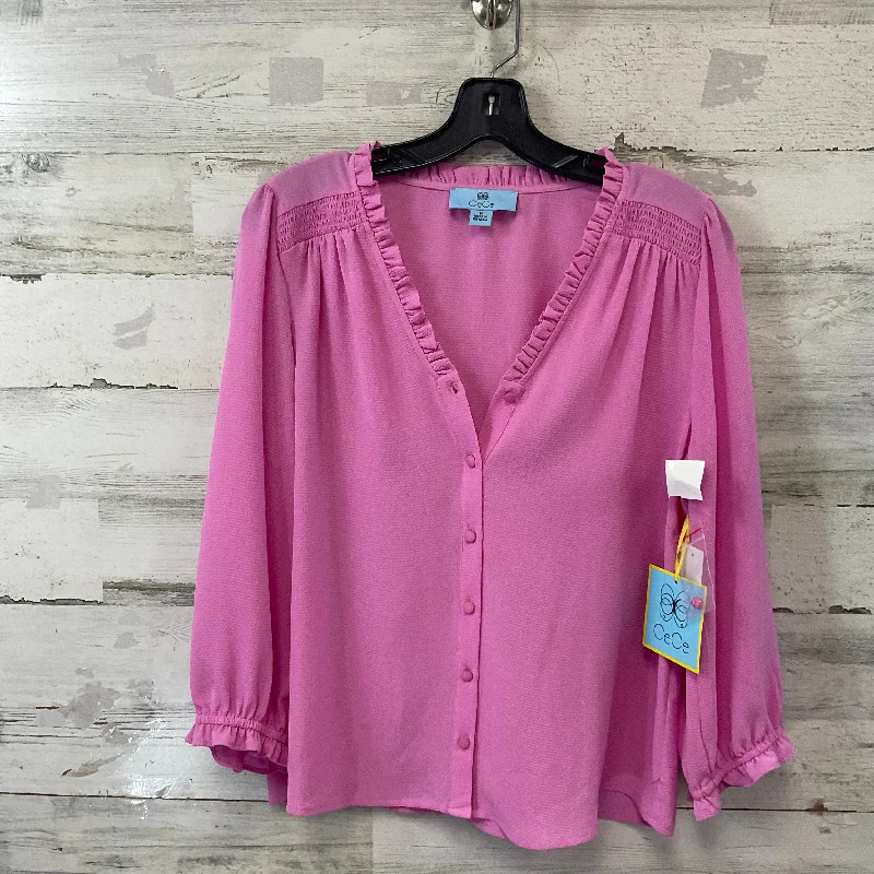 Top Short Sleeve By Cece In Pink, Size: M