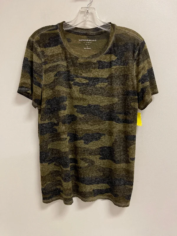 Top Short Sleeve By Lucky Brand In Camouflage Print, Size: L