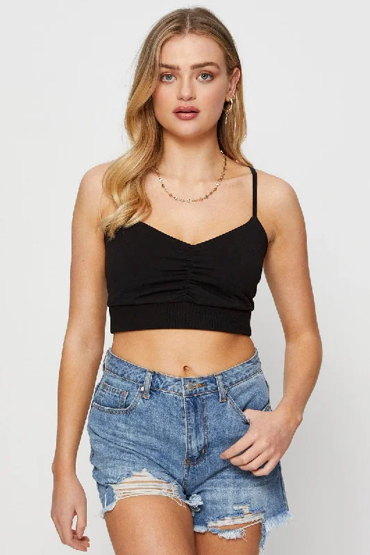 Black Singlet Bralette Crop