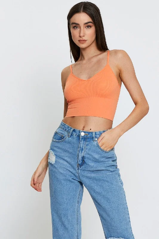 Orange Crop Singlet Top Seamless