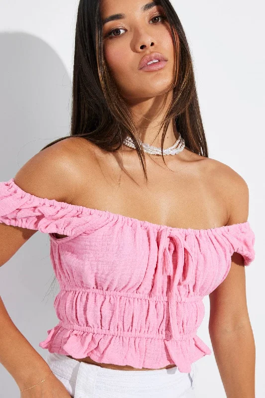 Pink Crop Top Short Sleeve