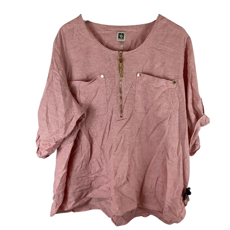 Top 3/4 Sleeve By Anne Klein In Pink, Size: 3x