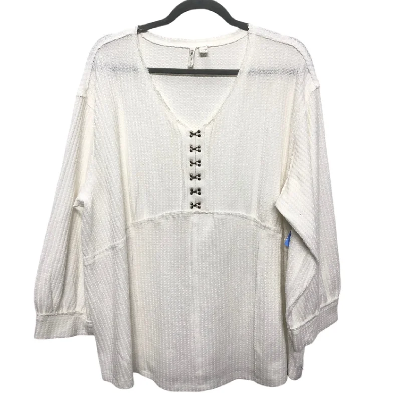 Top 3/4 Sleeve By Cato In White, Size: 2x