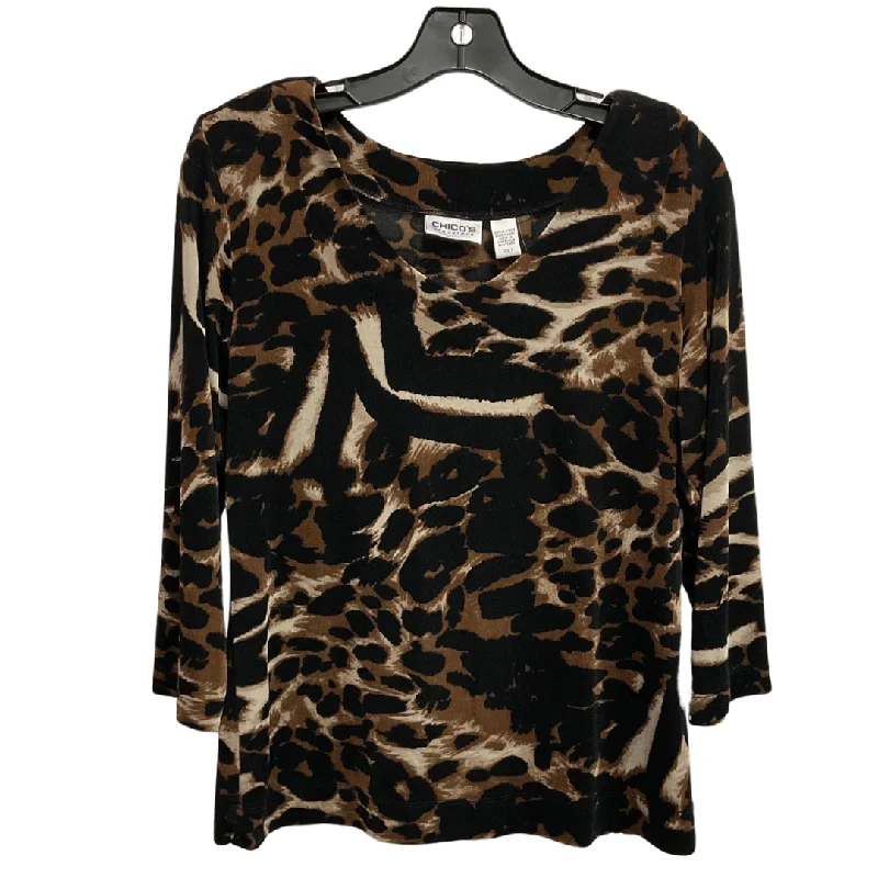 Top 3/4 Sleeve By Chicos In Animal Print, Size: M