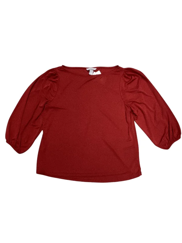 Top 3/4 Sleeve By H&m In Red, Size: L