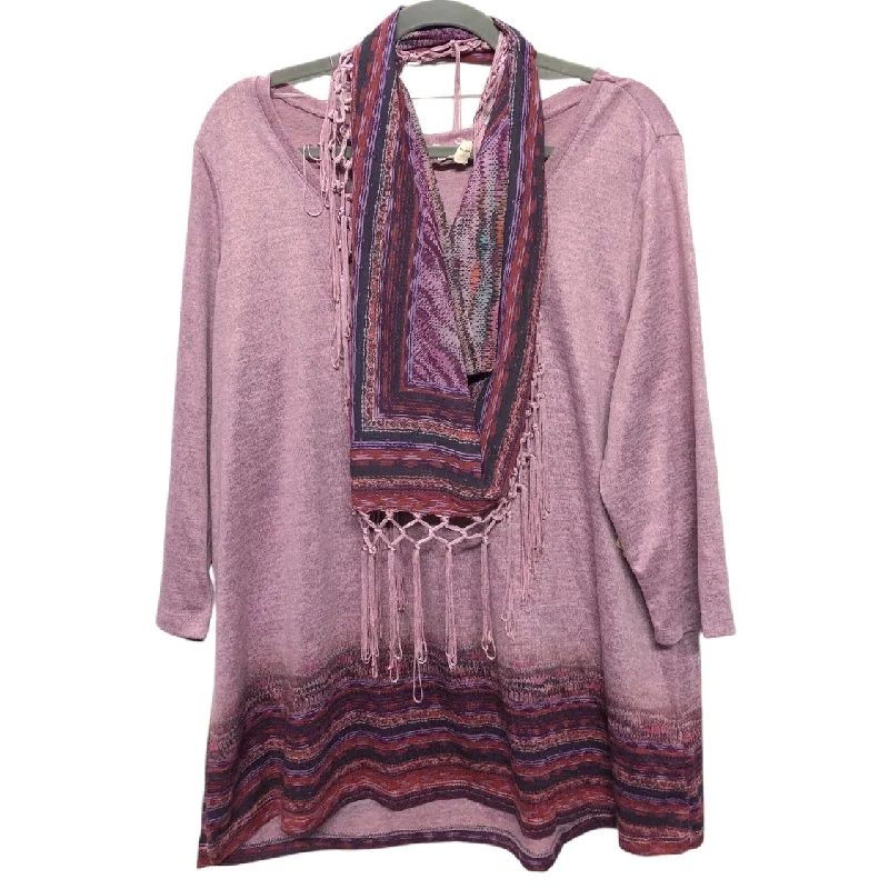 Top 3/4 Sleeve By One World In Purple, Size: 1x