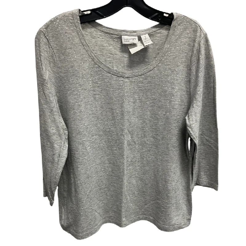 Top Long Sleeve Basic By Zenergy By Chicos In Grey, Size: M