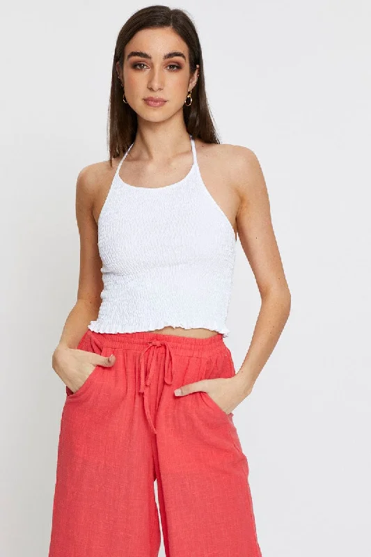 White Halter Top Crop